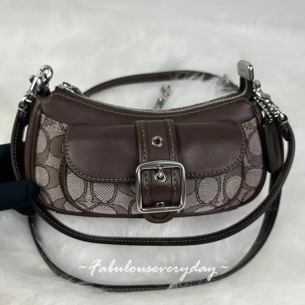 Coach Ashton Mini Shoulder Bag In Signature Jacquard/Silver/Oak/Maple CDB18 NWT